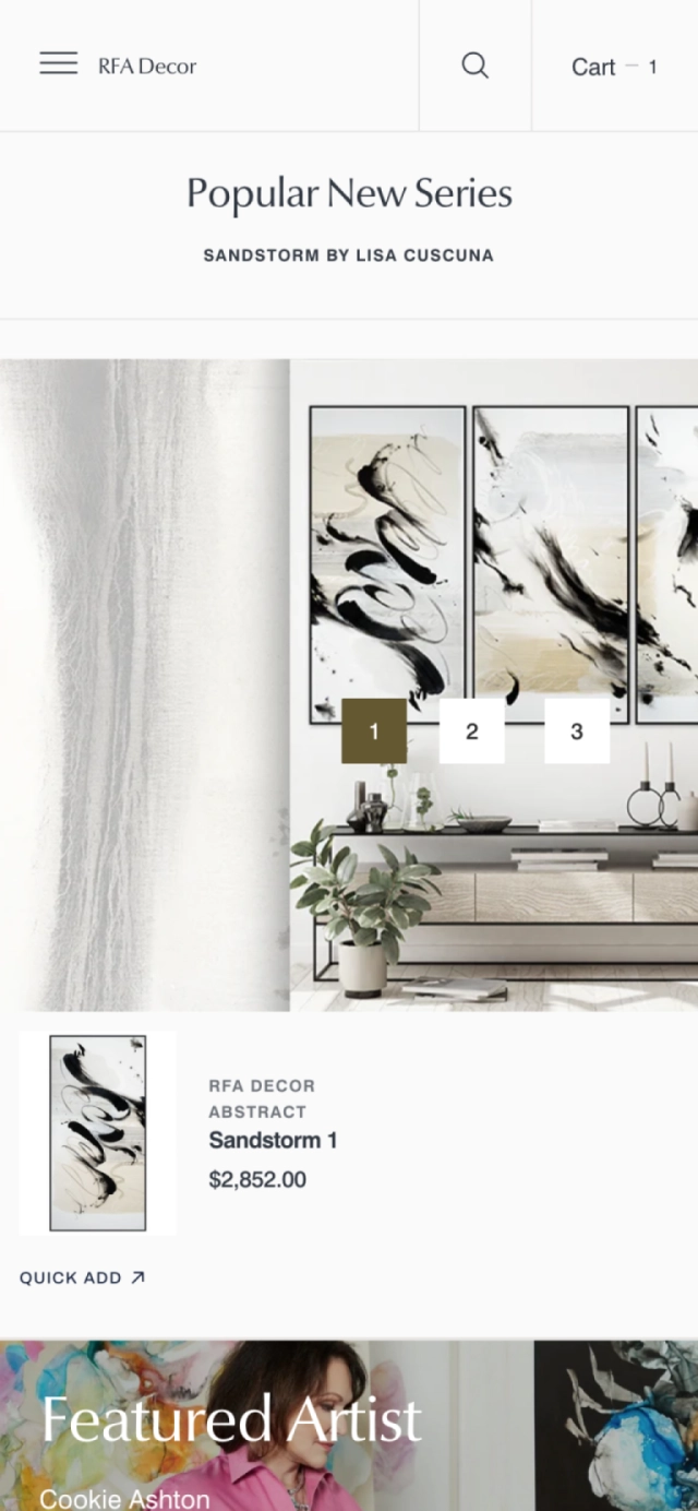 RFA Decor Mobile Experience Homepage